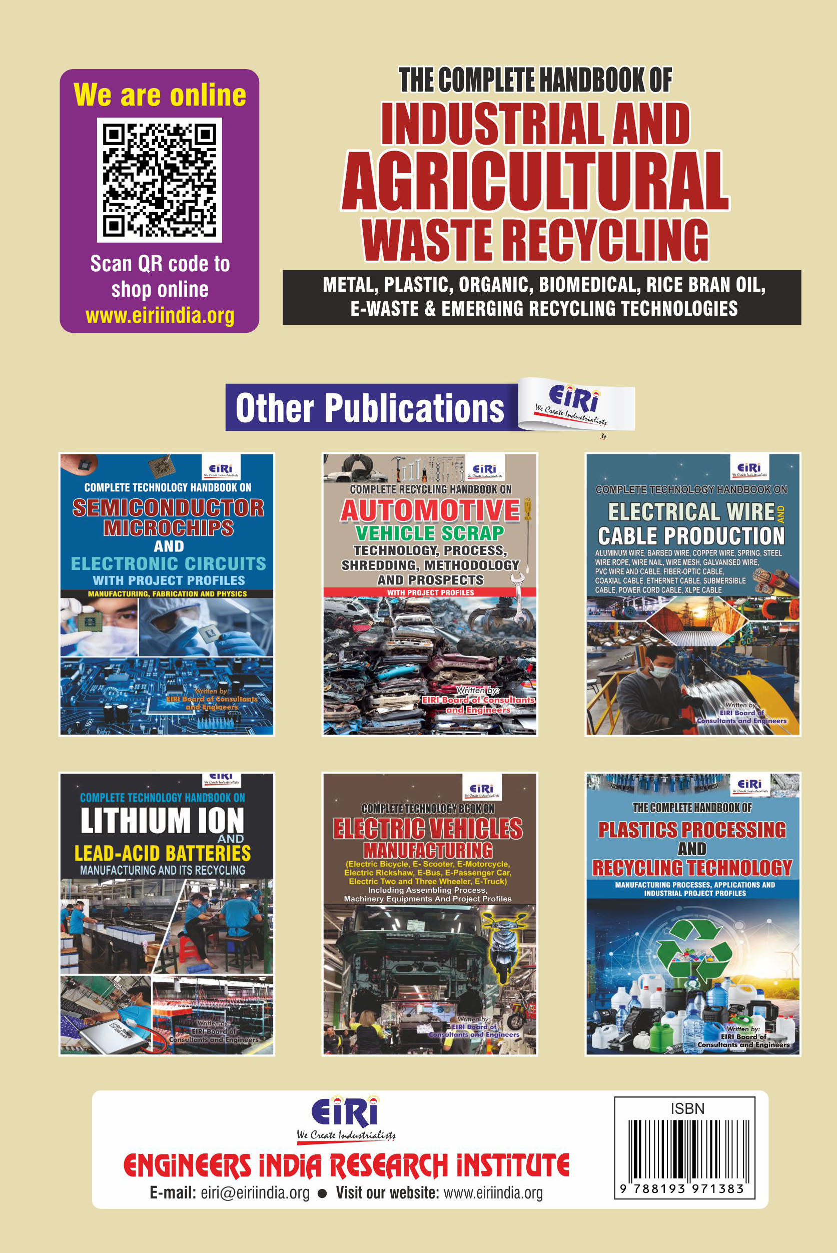 Complete Handbook of Industrial and Agricultural Waste Recycling (Metal, Plastic, Organic, Bio- medical, Rice Bran Oil, E-Waste &amp; Emerging Recycling Technologies) thumbnail 2